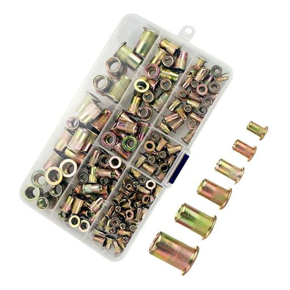 Raindrops 150 Pcs Threaded Insert Flat Head Nut Mechanical Fastener 2.2X1.7CM