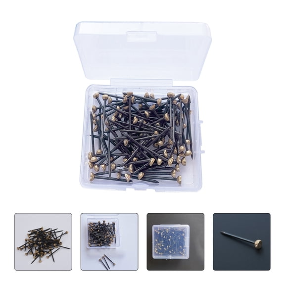 FOMIYES 150-Piece Black Metal Photo Frame Nails with Storage Box, Reusable Picture Hooks for Home, Office, and Wall Decor