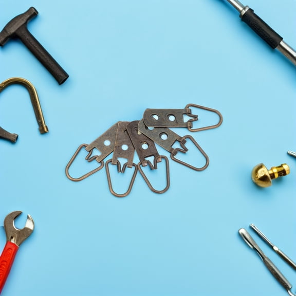 Raindrops 15-Piece Brass Picture Frame Hanging Hardware Set with Double Hole Snap Hooks for Secure Mounting