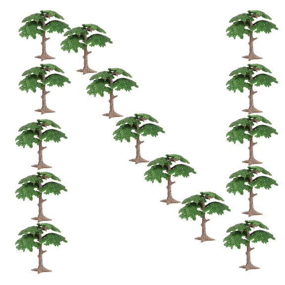 FOMIYES Set of 15 Green Plastic Artificial Trees for Home, Office, and Mall Decoration, Realistic Simulation Plants