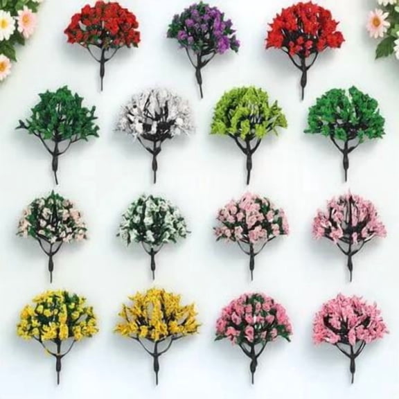 FOMIYES 15-Piece Miniature Simulation Trees in Assorted Colors, Realistic Plastic Model Scenery for Hobbyists and Model Builders