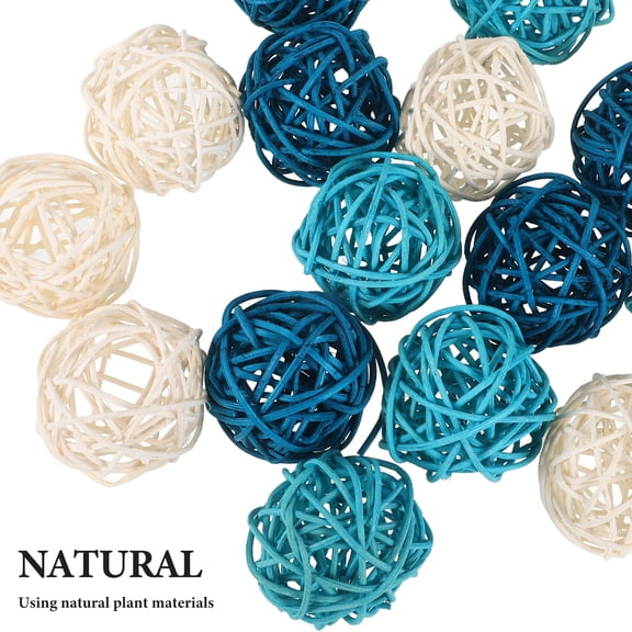Raindrops Home Decorative Accessories Rattan Balls Blue Rattan Vase Fillers Bowl Decorations 15pcs