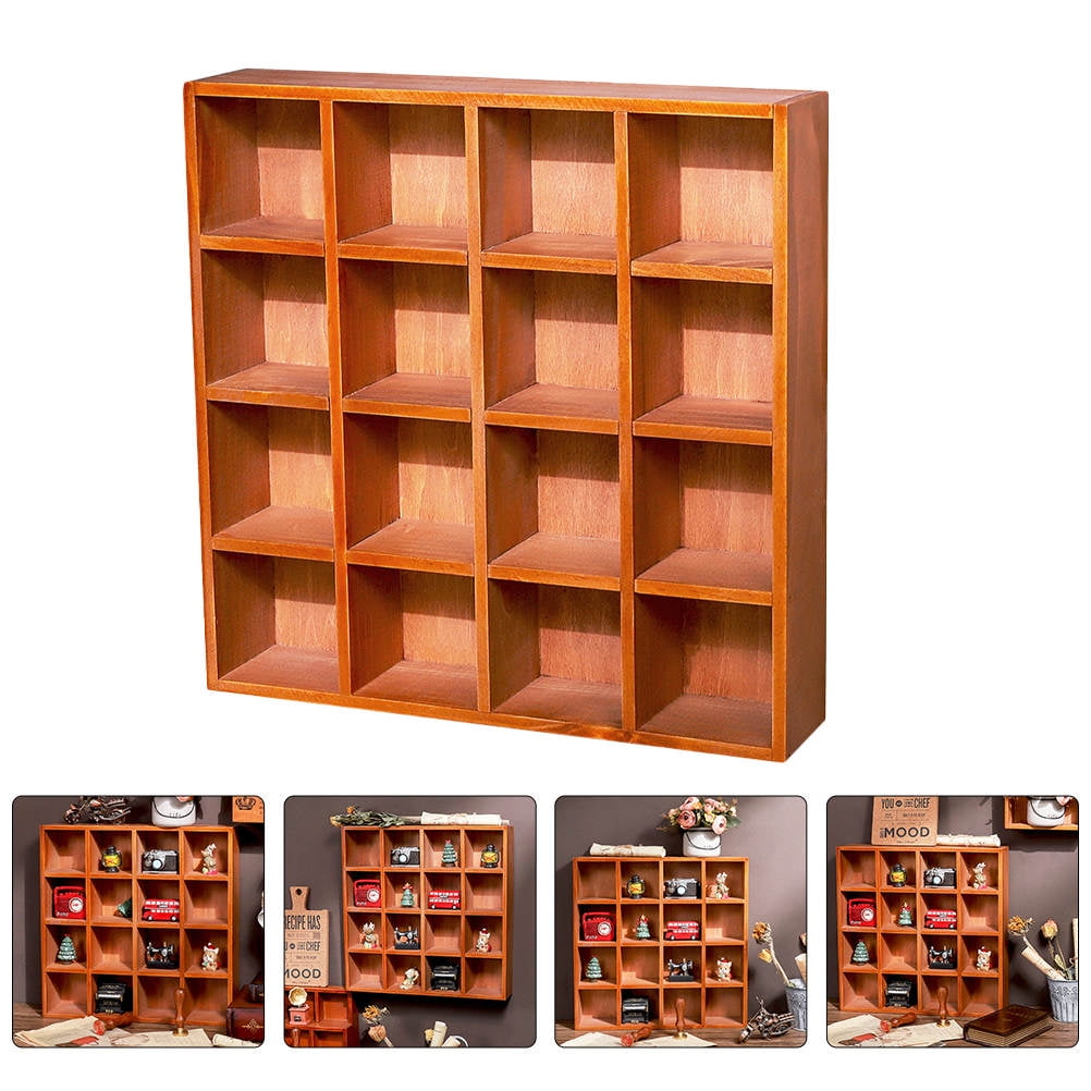 Raindrops 16 Grids Hanging Wooden Wall Shelf Desktop Display Rack Home ...