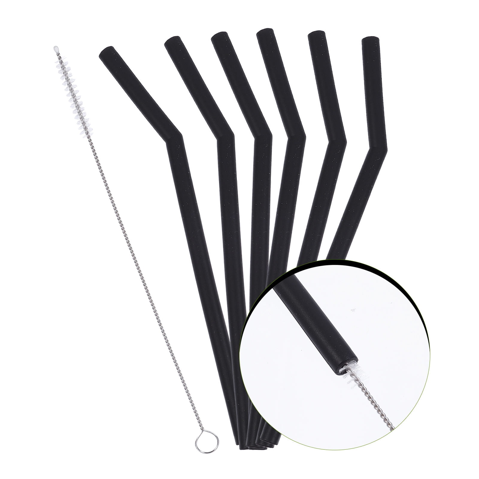 Raindrops 16 Pcs Milk Tea Reusable Drinking Straws Matte Black Silicon ...
