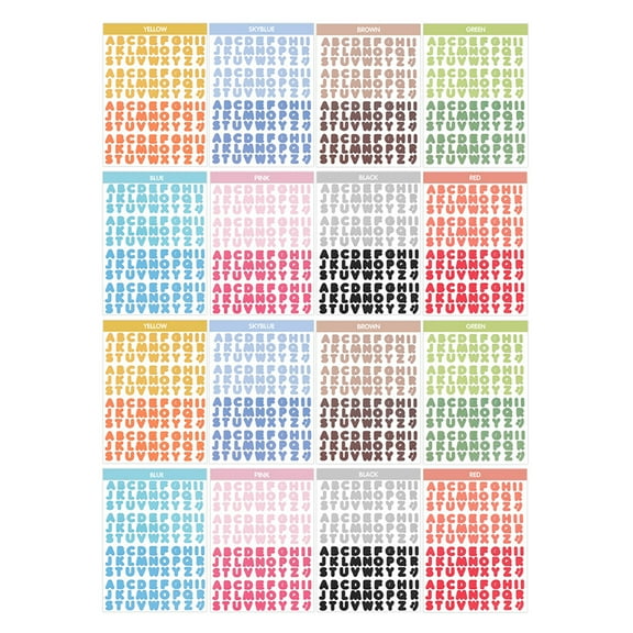 Raindrops 16 Sheets Cursive Alphanumeric Stickers Alphabet Stickers 20x15cm