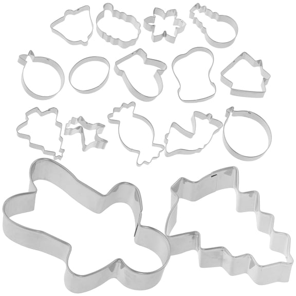 Raindrops 16-Piece Stainless Steel Fondant Tool Set with Biscuit Molds for Cake Decorating and Baking Supplies