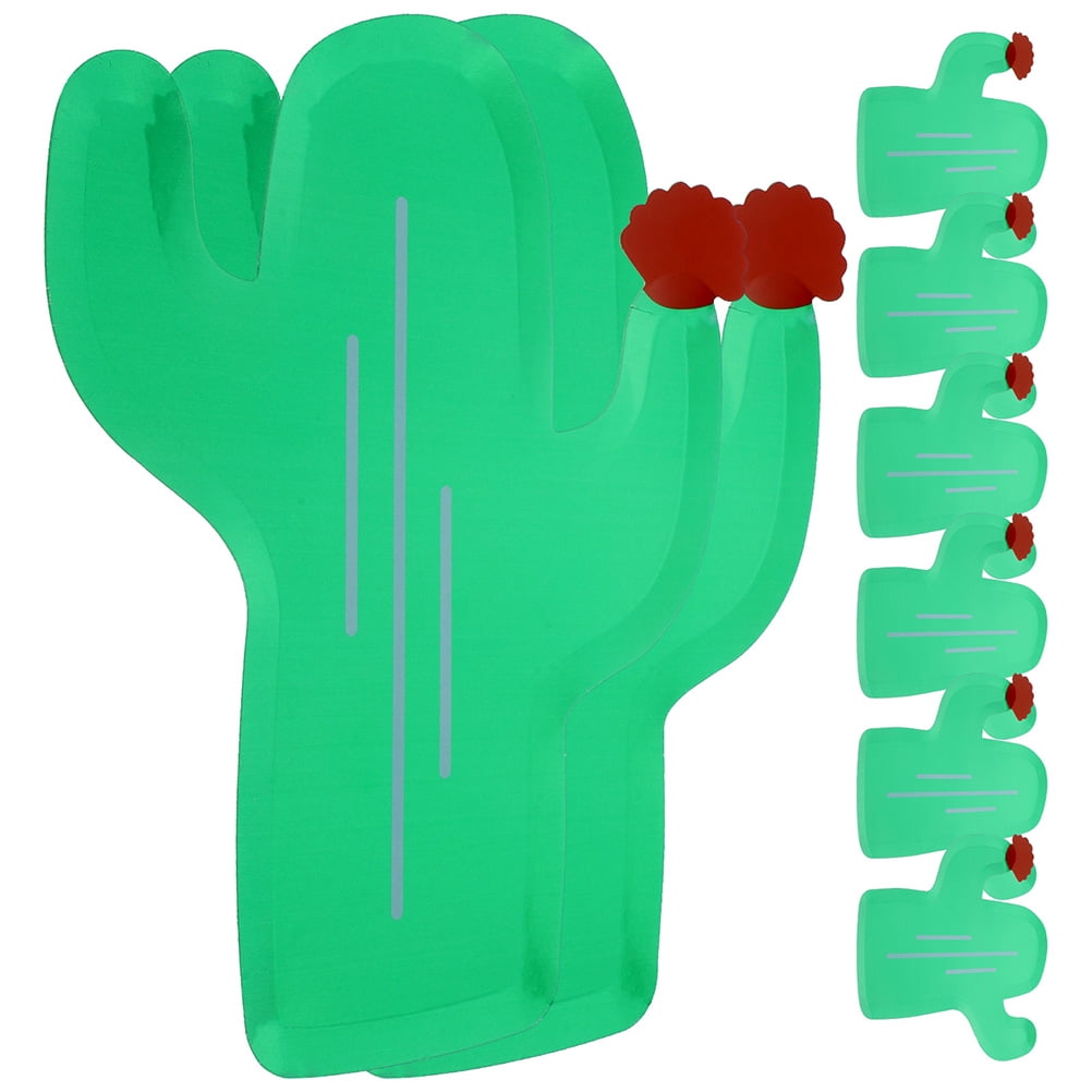 Raindrops 16pcs Cactus Plates Disposable Paper Serving Plates Luau Party Cactus Trays Decorative Paper Plates