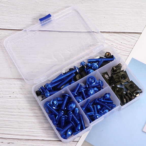 Raindrops Motorcycle Fairing Screw and Nut Kit Blue 177Pcs for Secure Bodywork