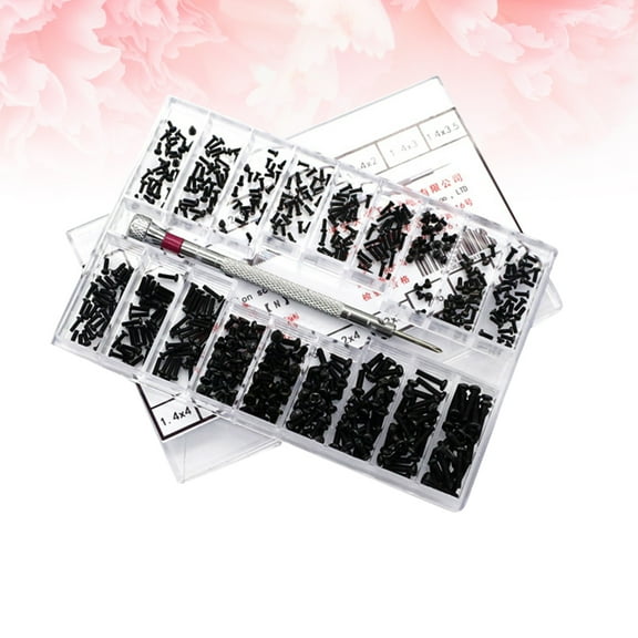 Raindrops 18 Specification Carbon Steel Flat Head Countersunk Small Screw Set in Black for Home Use