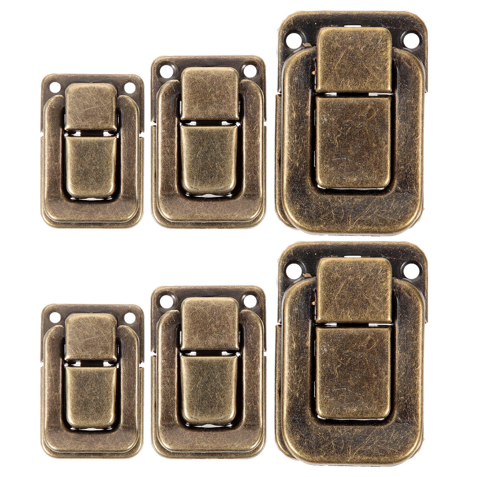 6-Pack Vintage Box Hasp Buckle – Small Zinc Alloy Latch For Jewelry Boxes, Wooden Cabinets, Present Boxes, Coffee Finish, Compact Size