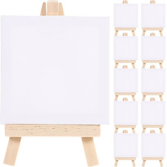 Raindrops 18 Sets Tabletop Easel Tiny Canvases Wooden Mini Easels Child