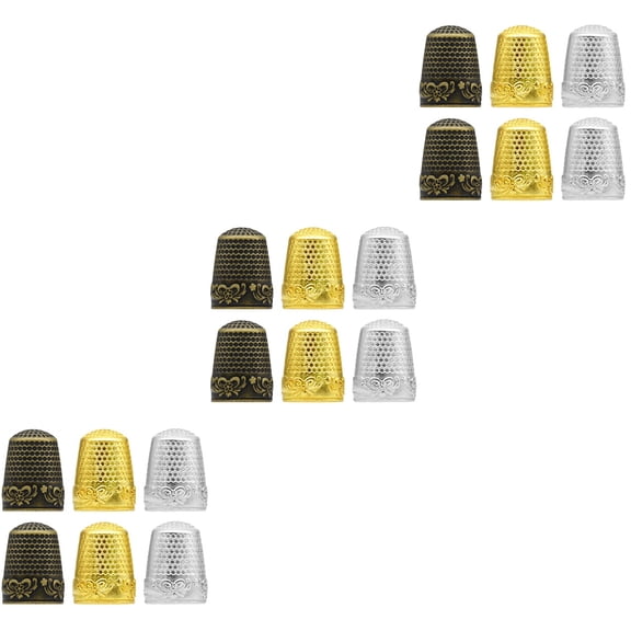 Raindrops 18 pcs  Sewing Thimbles Metal Finger Sleeves Needlework Thimble Rings Gift