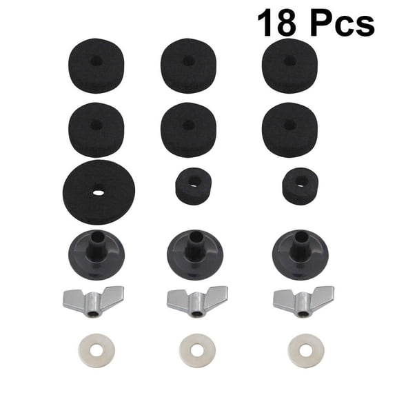 Raindrops 18PCS Drum Accessory Set Including Cymbal Felts Washer Sleeves and Base Wing Nuts