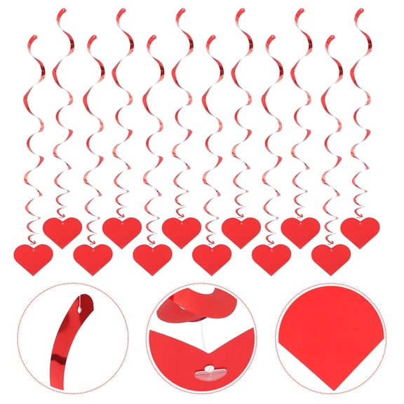 Raindrops 18Pcs Red Heart Hanging Swirls For Birthday And Baby Shower Decor