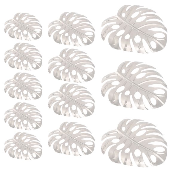 Raindrops 19 Pcs Garden Wall Metal Leaf Out Door Decor Fake Plants Silver