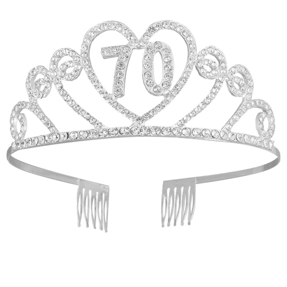 Raindrops 1PC Silver Crown for 70th Birthday Party Women with Hair Comb