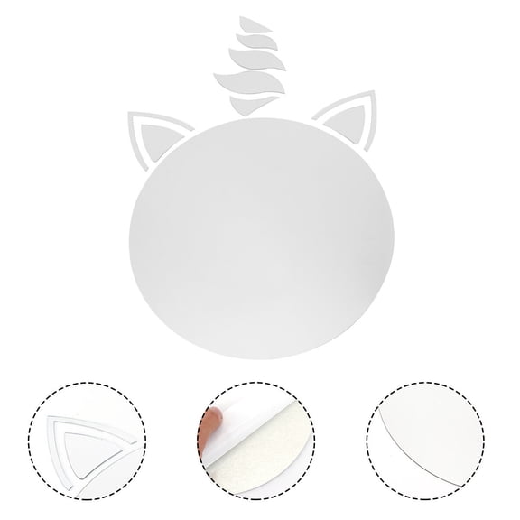 Raindrops Mirror Wall Decal Unicorn Shape Acrylic Silver 1Pc