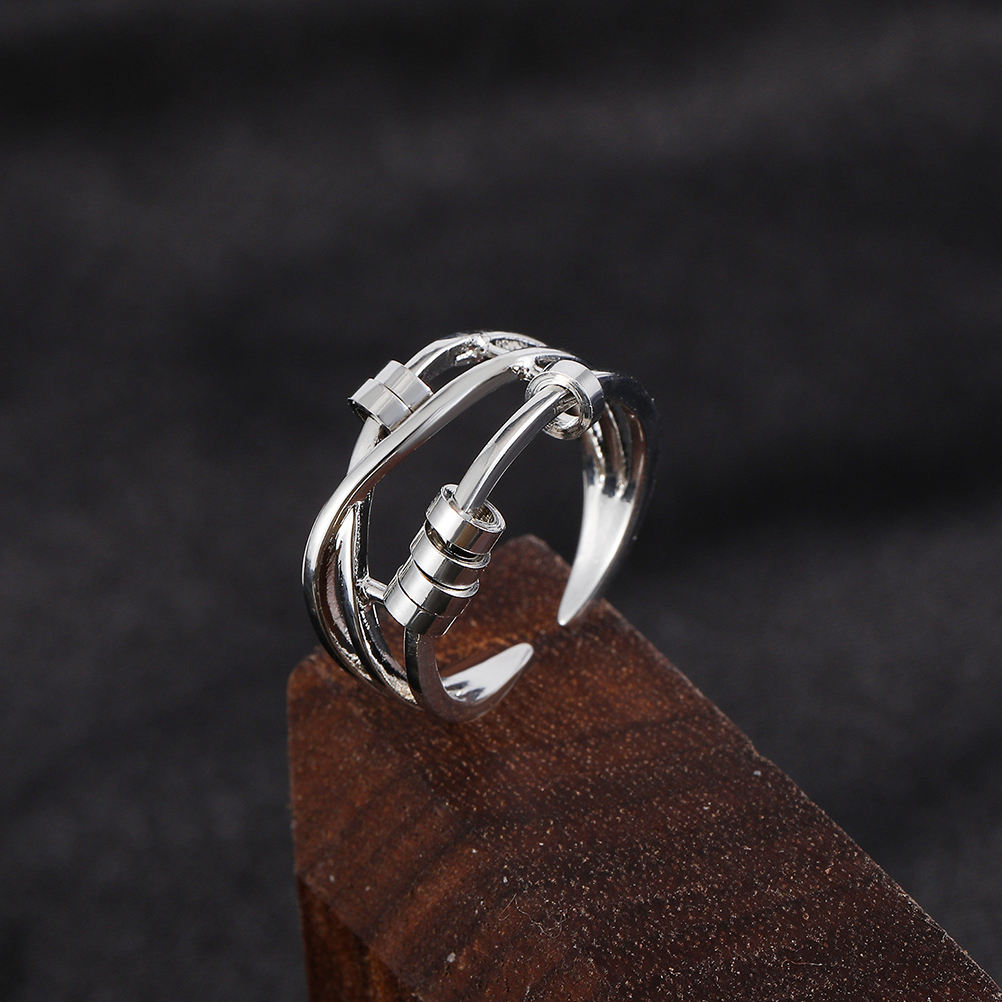 Raindrops 1Pack Adjustable Fidget Rings for Women with Geometric Cross ...