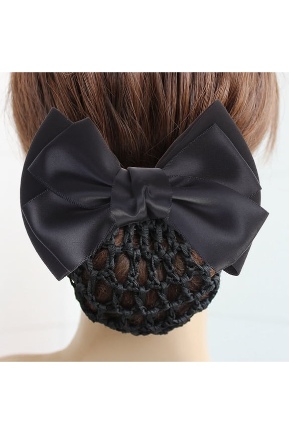 1Pack Black Hair Snood for Ballet 4.8x3.3x1.3in Bow