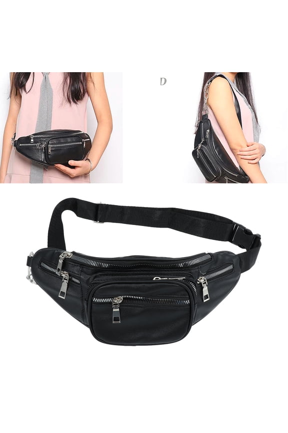 1Pack Black Pu Leather Running Waist Bag For Athletes And Fitness Enthusiasts