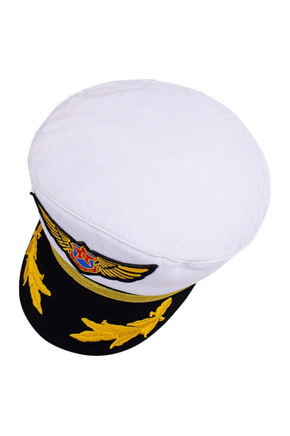 1Pack Captain Hat For Kids White Cotton Adjustable Buckle Face Shaping Travel Cosplay Sailing Cap