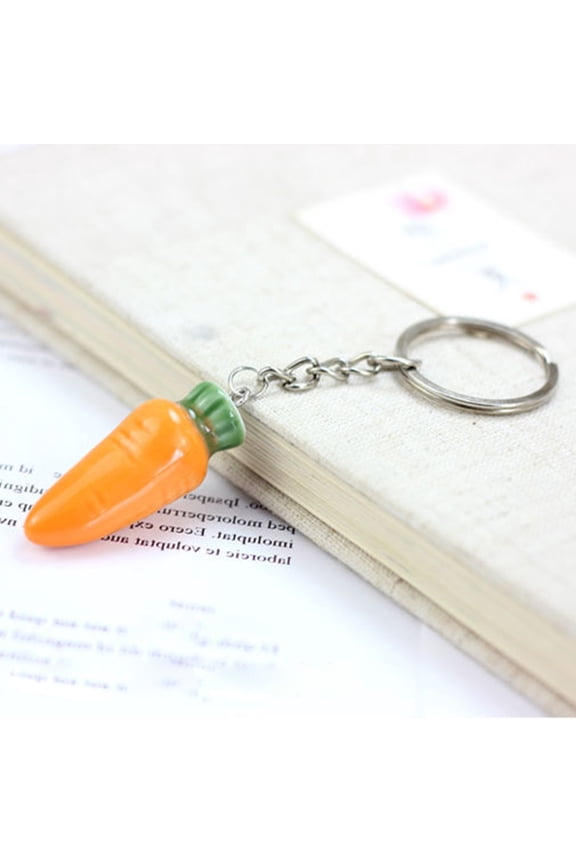 1Pack Carrot Shape Orange Ceramic Keychain For Purse And Bag With Decorative Function