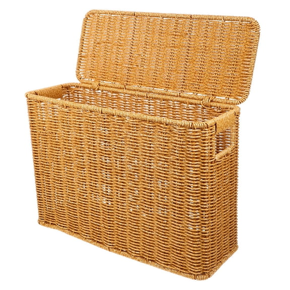 Raindrops Portable Light Brown Woven Storage Basket for Organizing Sundries