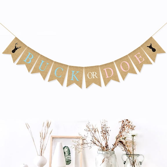 Raindrops Buck or Doe Linen Banner for Baby Shower Party Decoration Easy to Assemble Assorted Color 1pc