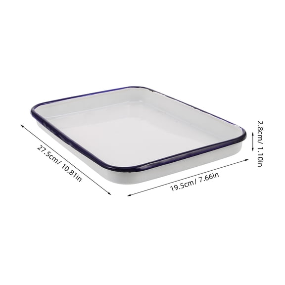 Raindrops White Enamel Nonstick Baking Sheet, Rectangular Carbon Steel Pan for Home Kitchen Use