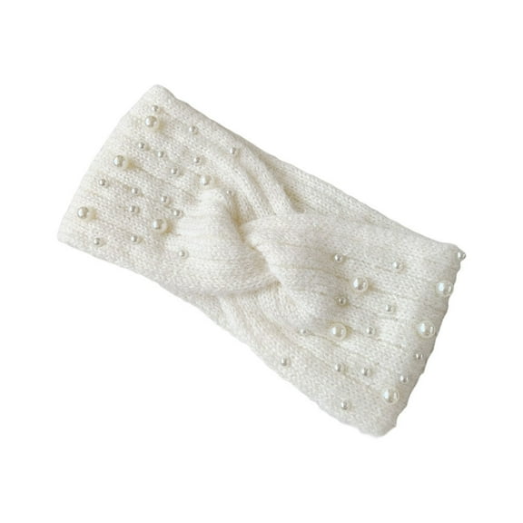 Raindrops 1Pack Wide Hair Band White Knitted Flannel Hair Organization for Moms Skiing
