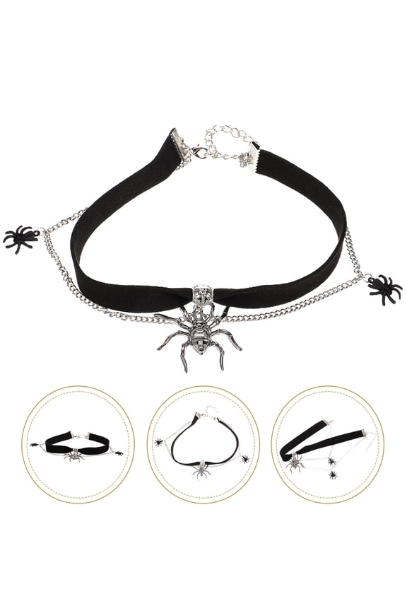 1Pack Goth Chokers Black Spider Shape Double Layer Design Costume Accessory for Women  Party