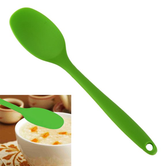 Raindrops Green Silicone Spoons 1 Pack with Handles for Kids and Family Kitchen Use, and Utensils