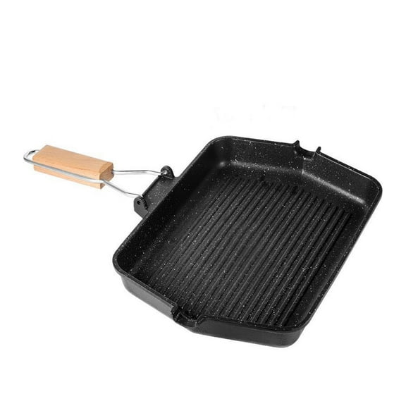 Raindrops Black Non-Stick Aluminum Die-Cast Frying Pan for Fish Steak BBQ Cooking Kitchen Cookware