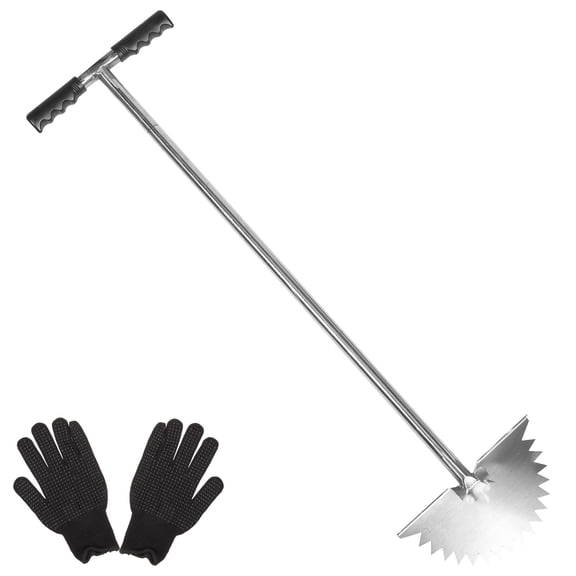 Raindrops Manual Garden Edger with Ergonomic T-Handle, Stainless Steel Lawn and Yard Landscaping Tool for Precise Maintenance
