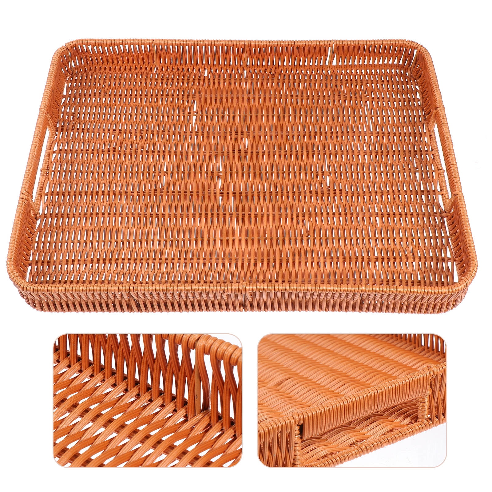 Raindrops 1Pack Handheld Woven Basket Brown Plastic Rectangular Storage ...