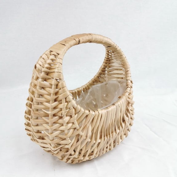 Raindrops Small Wicker Flower Basket Bamboo Beige 1Pack for Photography