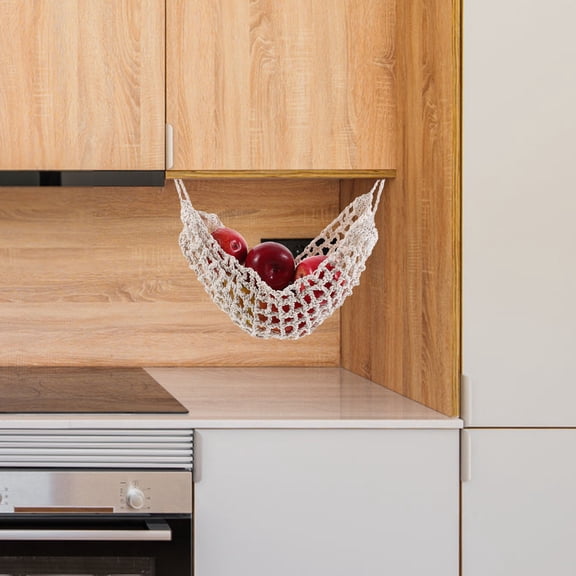 Raindrops Hanging Kitchen Basket for Fruit & Vegetable Storage with Beige Cotton Rope, Space-Saving Organizer, 1 Set