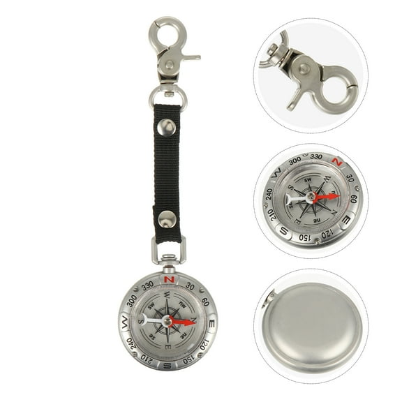 Raindrops 1Pc Zinc Alloy Black Hiking Compass Keychain Portable Outdoor Navigation Tool