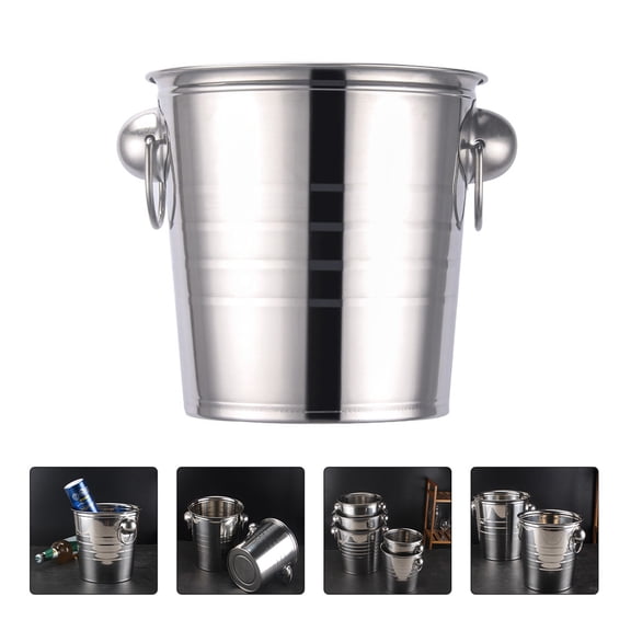 Raindrops Ice Bucket Silver 1Pack 11.8X8.6X7.3In