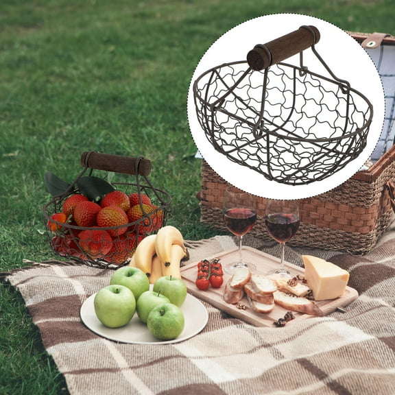 FOMIYES Premium Iron Wood Fruit and Bread Basket for Organized Storage
