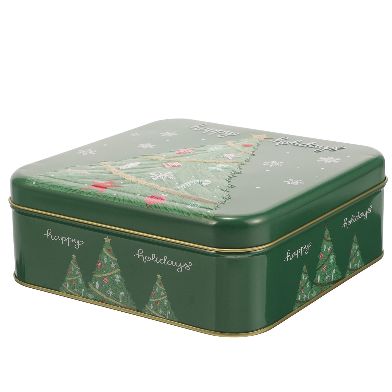 Metallic Box Cookies Raindrops 1Pack Metal Cookie Containers Green Square Shape for Holiday ...