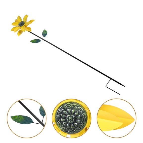Raindrops 1Pack Metal Windmills For Garden Sunflower Rotatable Decorative Home Decor 45.59X9.82X2.75in