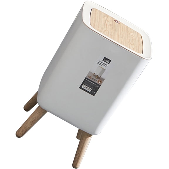 Raindrops 1Pack Modern Plastic Trash Can for Kitchen Bath 10L PP ABS Press Type Household Garbage Bin