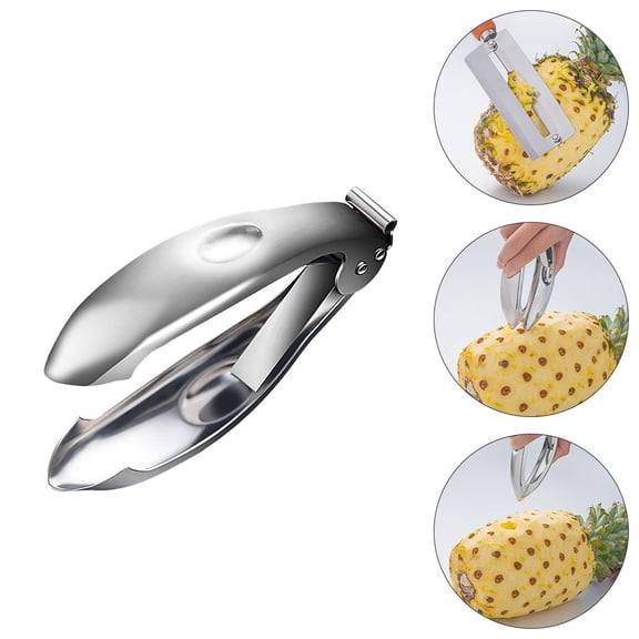 Raindrops Fruit Pineapple Peeler Corer Pineapple Eye Remover Clip Silver 1Pack 5.1X1.2X1.6in