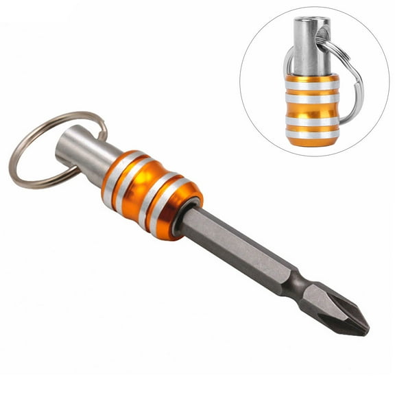 Raindrops 1Pack Portable Drill Bit Holder Keychain for Screwdriver and DIY Projects in Golden Color
