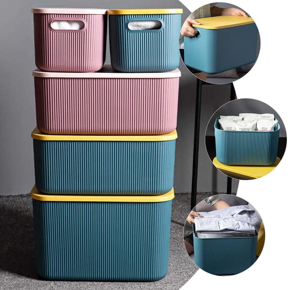 Raindrops 1Pack Rectangular Blue Plastic Storage Box for Moving and Storing Home Sundries 26X18.7X16.2CM