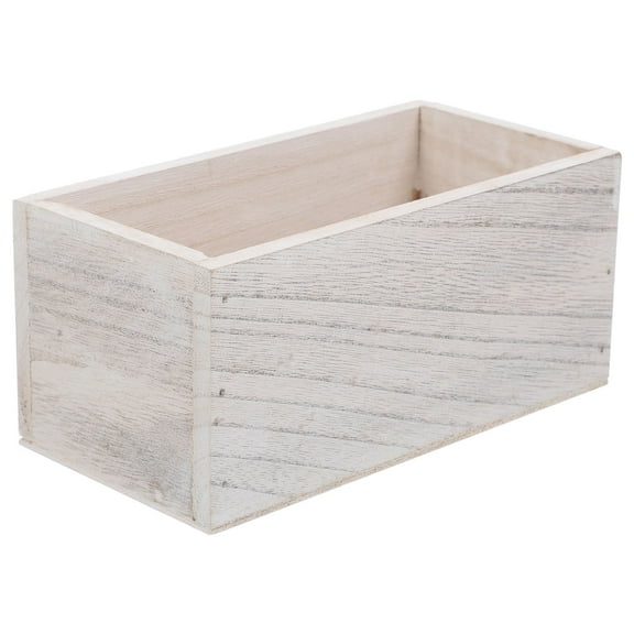 Raindrops 1Pack Rectangular Wooden Flower Pot in White Color for Room succulent pot