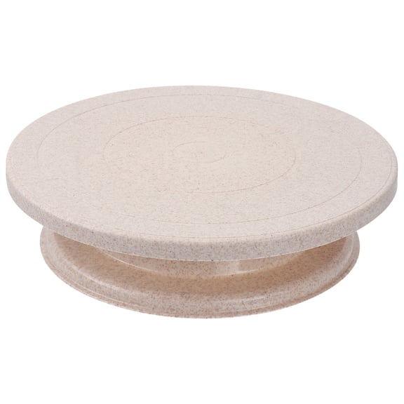 FOMIYES Beige Cake Decorating Turntable with Smooth 360 Degree Rotation - 1 Piece Baking Tool for Easy Cake Icing and Decorating