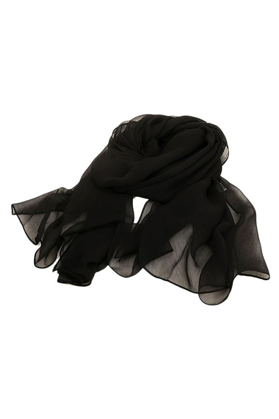 Black Solid Color Sunscreen Scarf Versatile Womens Shawl for Outdoor and Air Conditioning