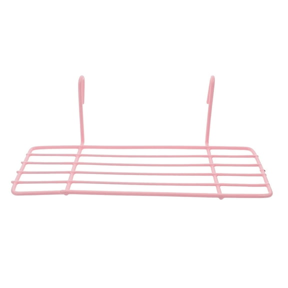 FOMIYES Grid Panel Shelf Rack in Pink Wire Storage Basket Organizer for Home and Office